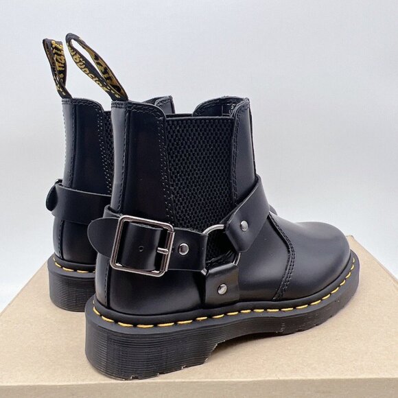 Dr. Martens Wincox Chelsea Ankle Buckle Boots Shiny Black Moto Boot US 5 Womens - Picture 8 of 14